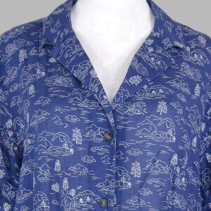 NWT Eddie Bauer Short Sleeve Blue Button Up Packable Camp Shirt Size XL (C1975)